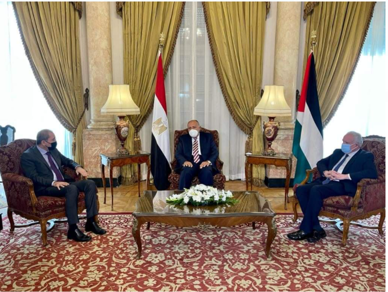 وزراء خارجية مصر وفلسطين والأردن